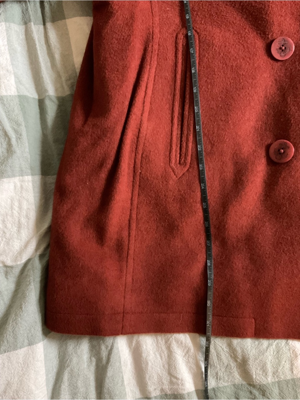 LL Bean Plus Classic Double-Breasted Women's Wool Coat - Rust Red - Picture 9 of 9